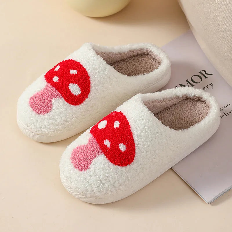 Women's cartoon love style plush home slippers with non-slip PVC soles in Big Love colour.