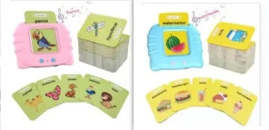 Children's English learning card with audio books showing blue colour option and card insertion