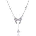 S925 silver necklace with butterfly heart pendant on O-ring chain, adjustable 40-45cm