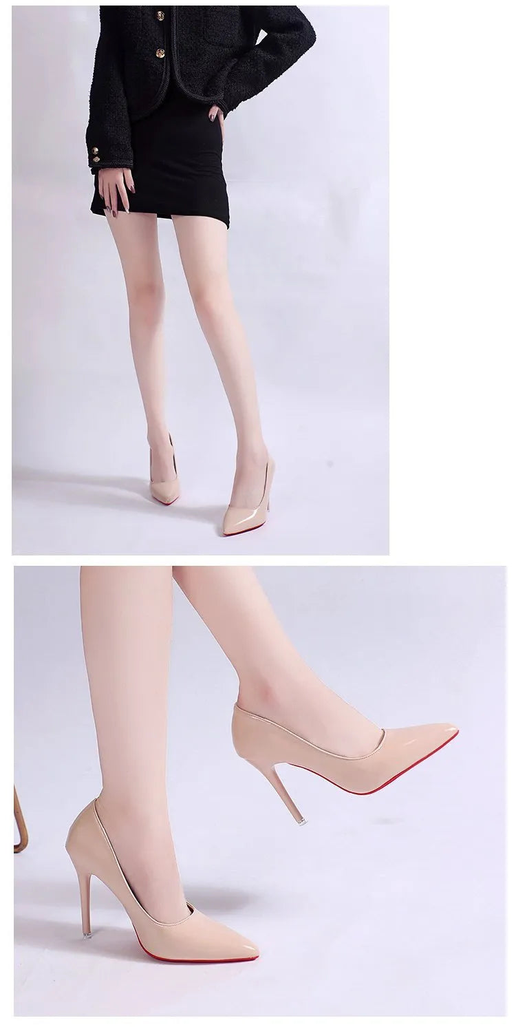 Women's solid colour stiletto heel pump with pointed toe in black