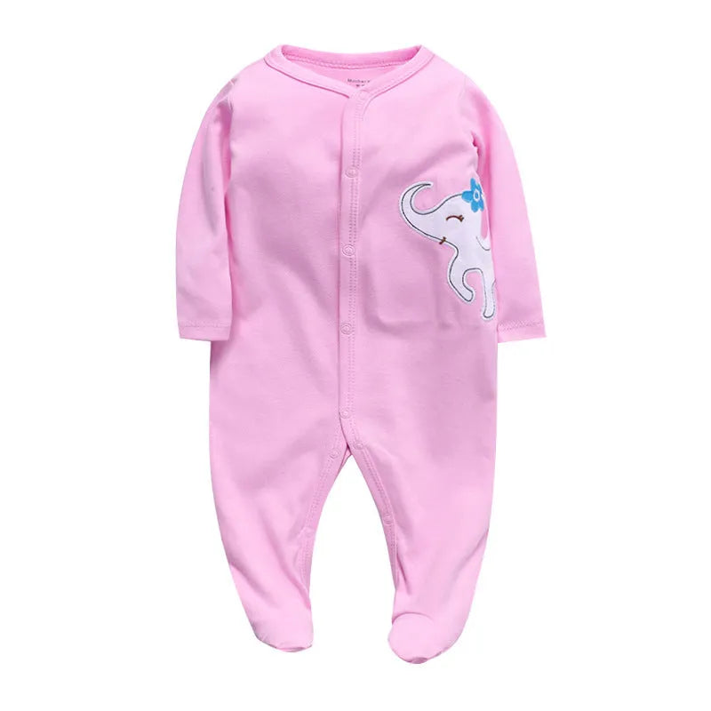 Cotton baby one-piece clothes in a dinosaur print design for infants aged 3 to 12 months
