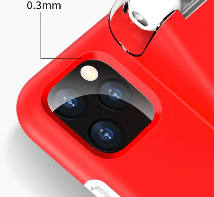 Black edge compatible charging case cover for AirPods and iPhone showing two-in-one design