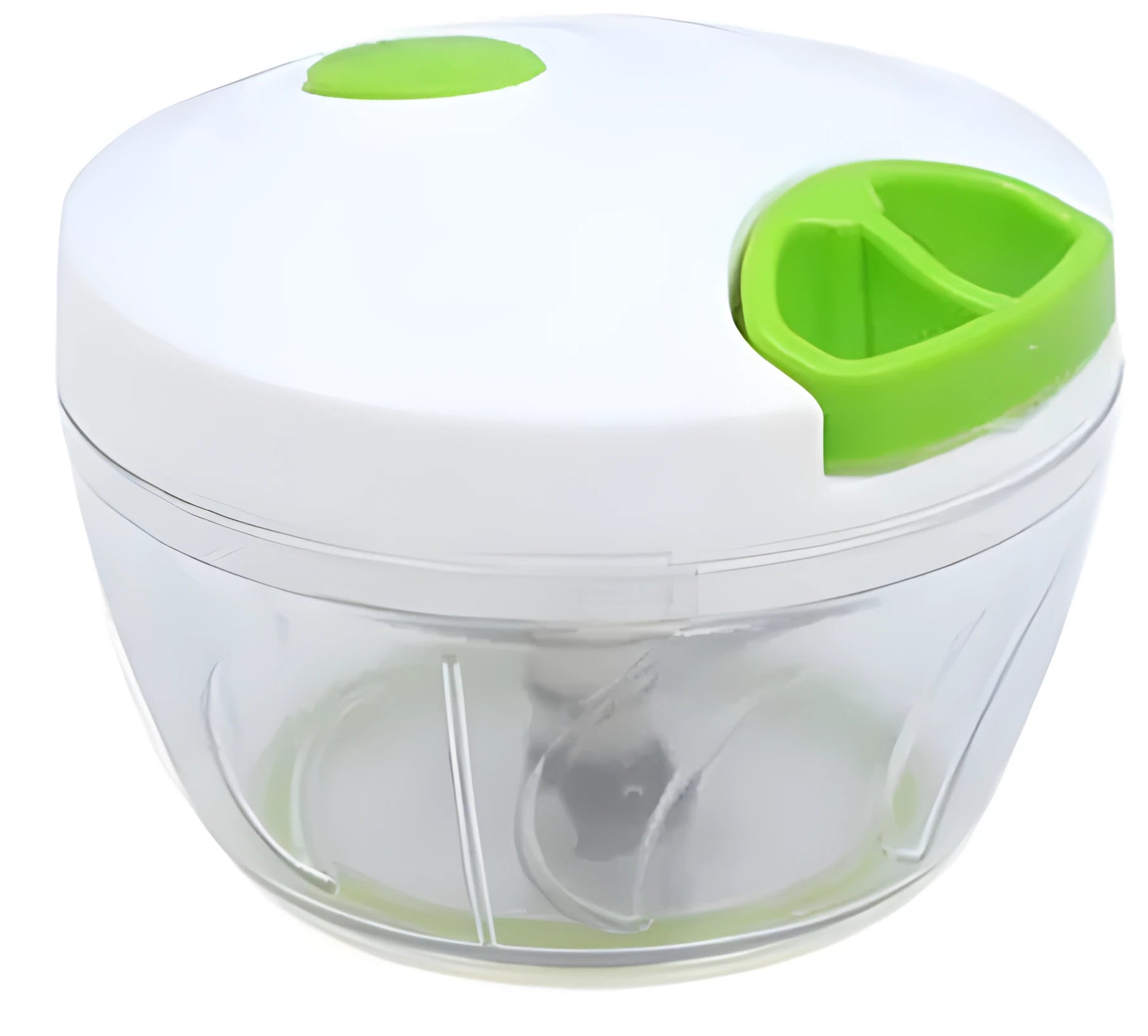 Green manual kitchen chopper grinder with three stainless steel blades and 500ml capacity bowl