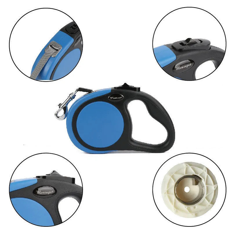 Automatic retractable dog leash for dog tractor in blue ABS nylon housing