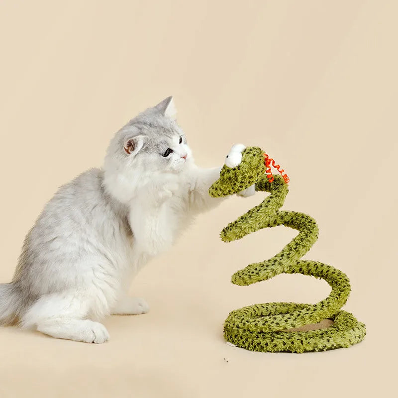 Snake cat design teasing stick toy with long pole and colourful feather attachments for cat play
