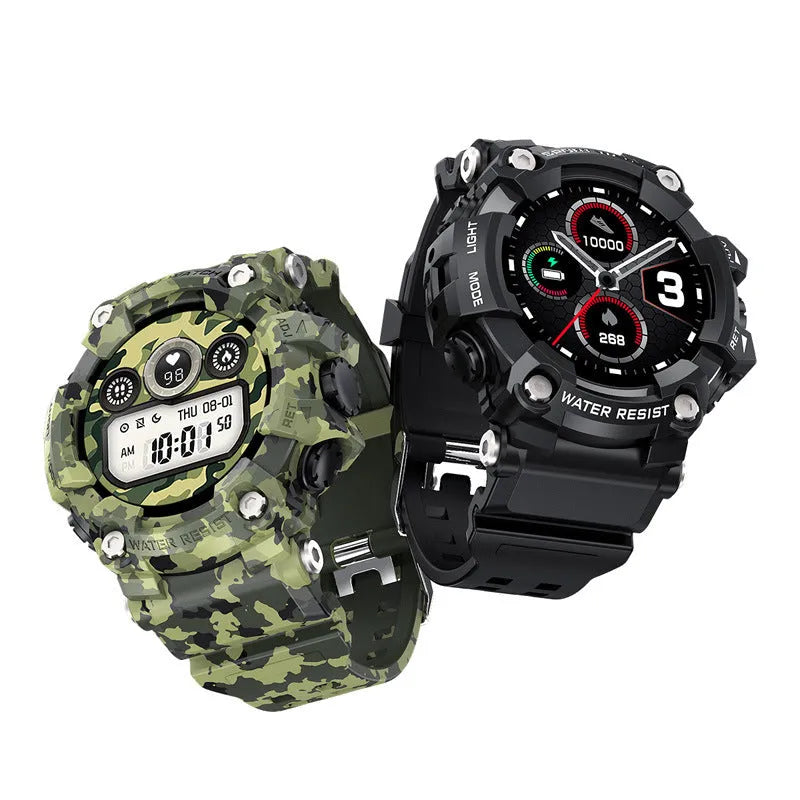 T6 Tactical Smart Watch in black or green with 1.3-inch screen on an anti-sweat tape strap.