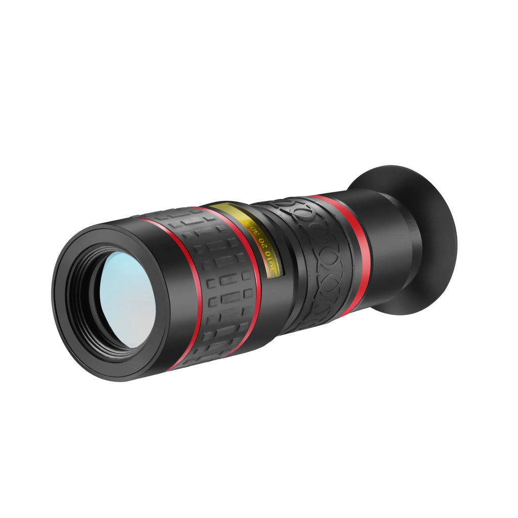 20x magnification cell phone telescope with universal clip on a smartphone.
