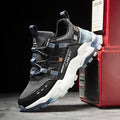 Daddy shoes with microfiber leather flying fabric upper, TPU sole, round toe, black blue colour