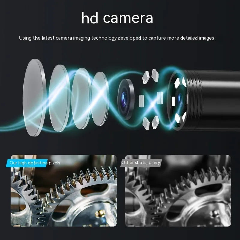 Waterproof inspection camera with 8mm probe for automotive and pipeline diagnostics