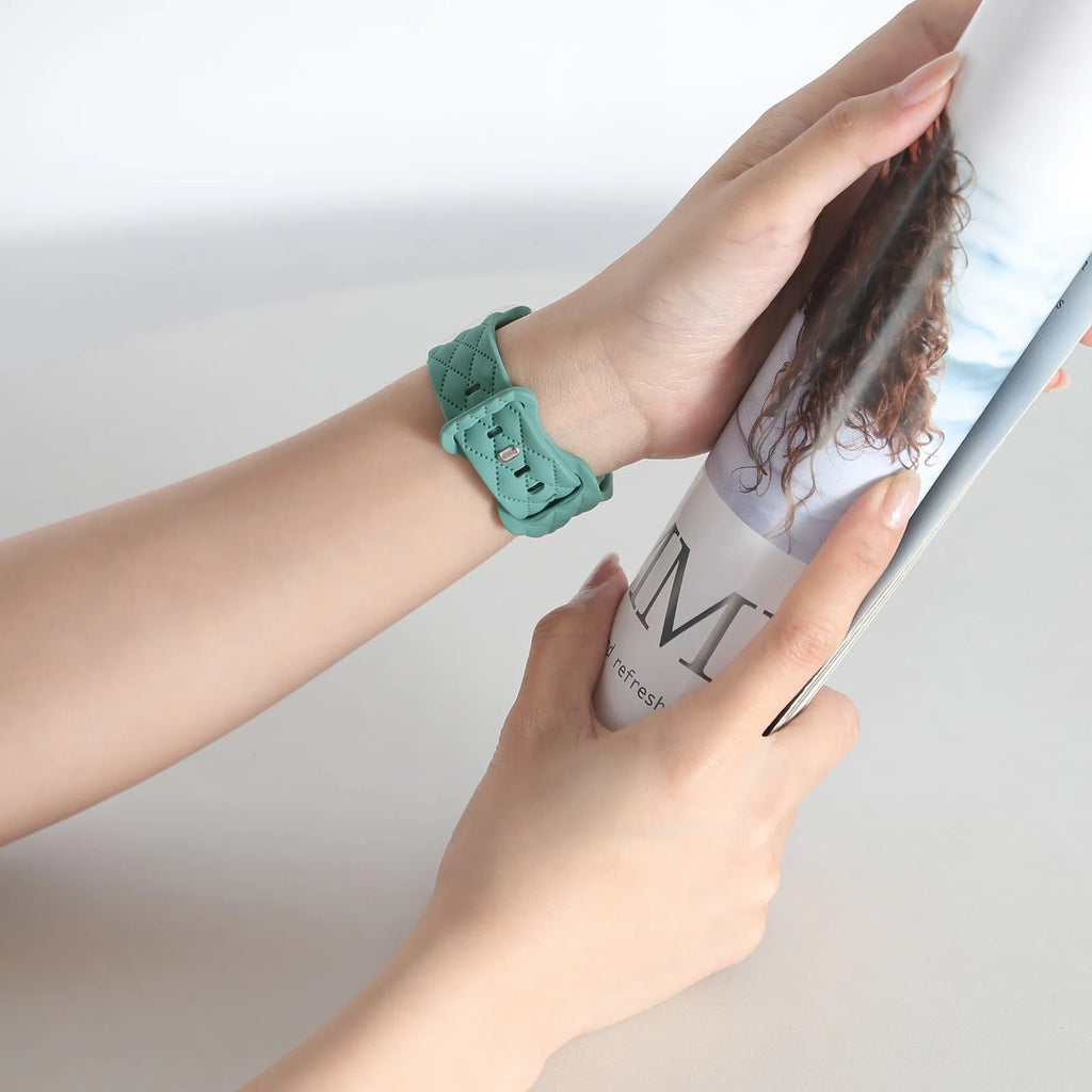 Silicone butterfly buckle watch strap in multiple colours for Apple Watch sizes 38mm to 49mm