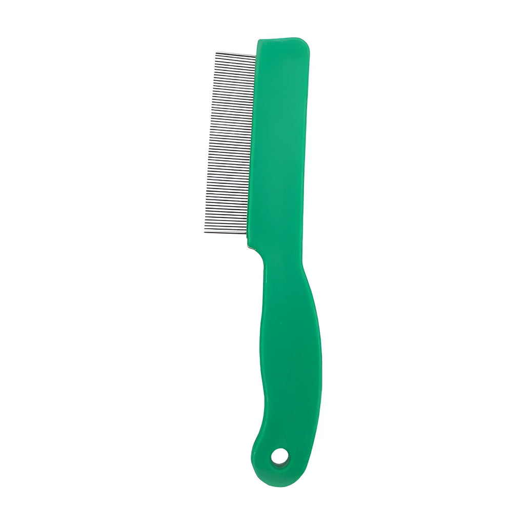Green plastic handle stainless steel pet flea comb for dogs and cats grooming