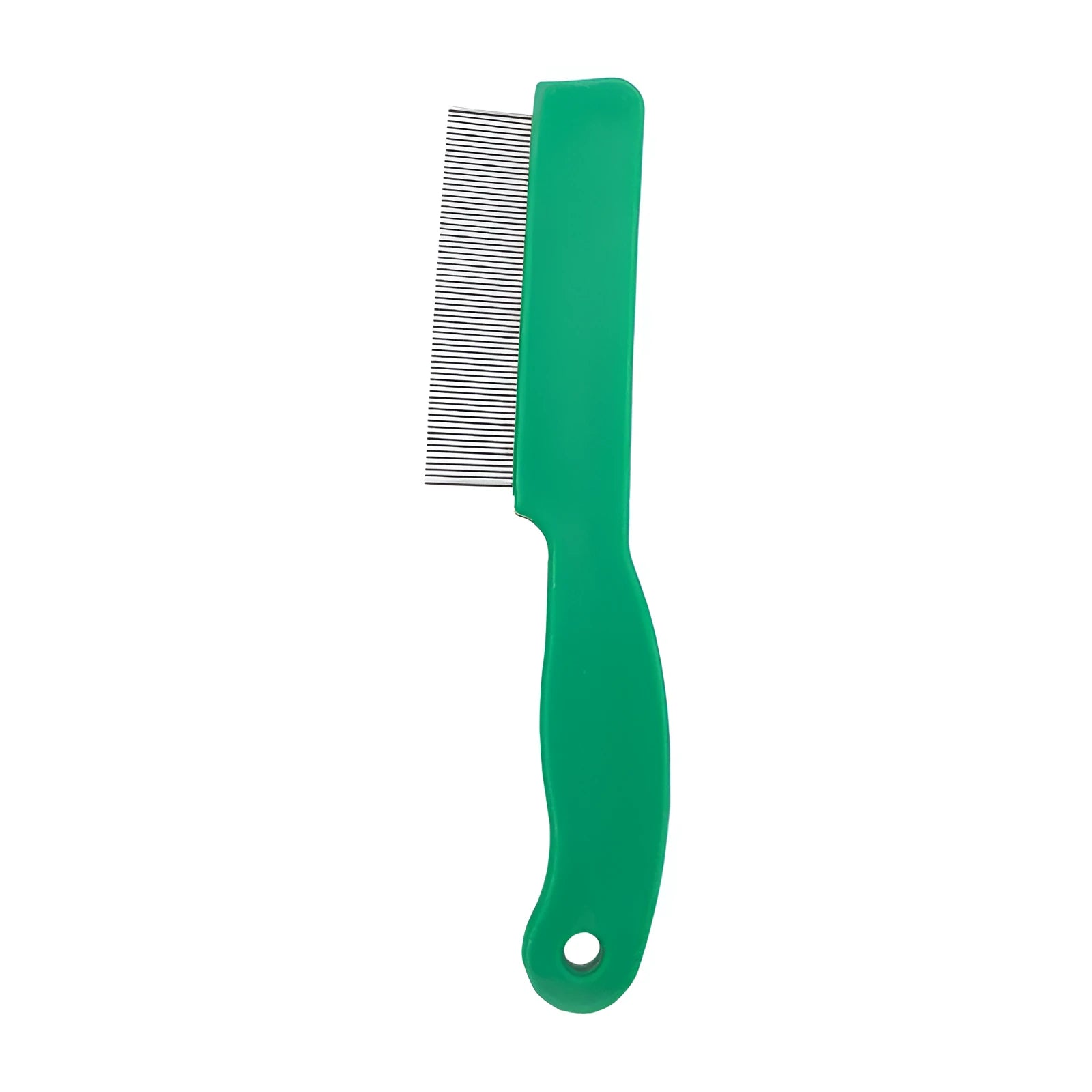 Green plastic handle stainless steel pet flea comb for dogs and cats grooming