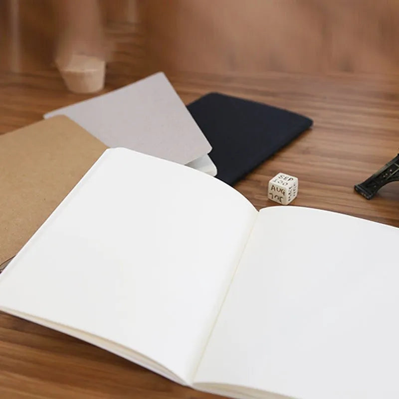 Retro plain blank A6 graffiti book in black, white, cowhide, or grey cover colour