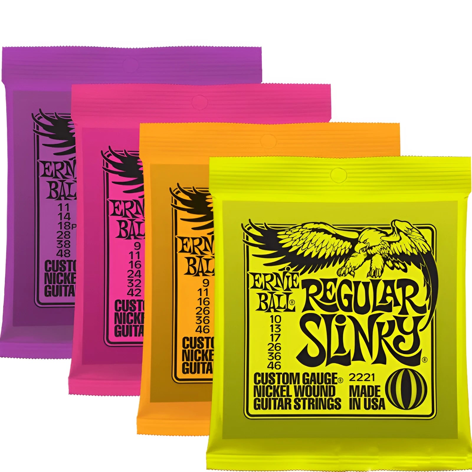 Nickel-plated electric bass guitar strings with alloy construction in multiple gauge styles