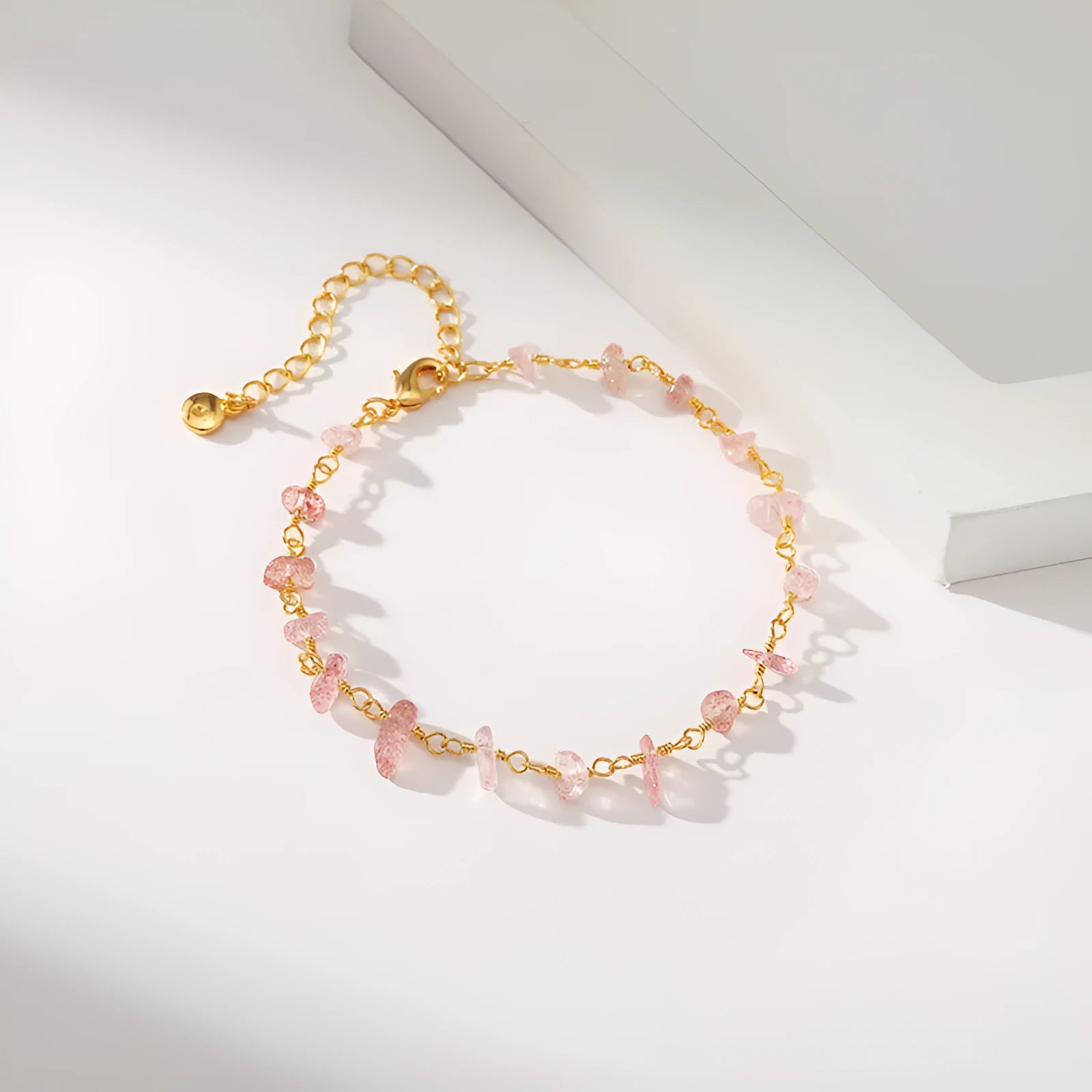 Women's turquoise bracelet with irregular gravel design in 18K copper with geometric crystal setting