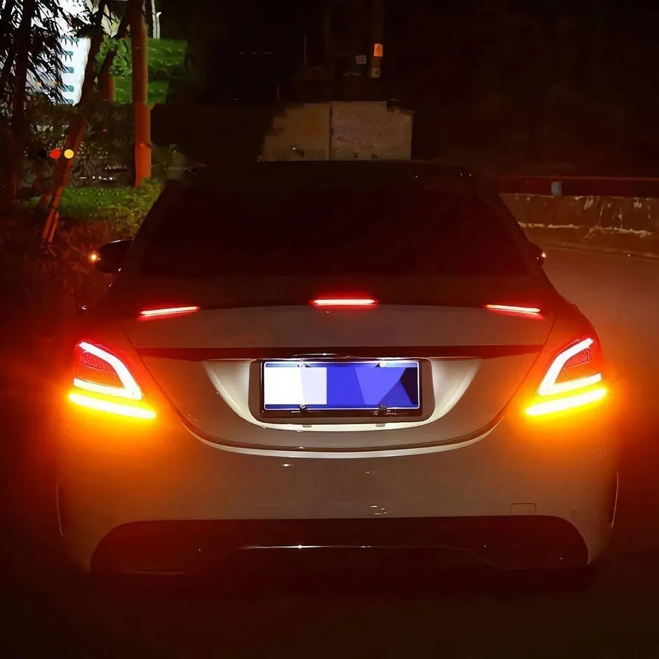 Automobile LED streamer tail turn signal kit showing tail wing and lighting units