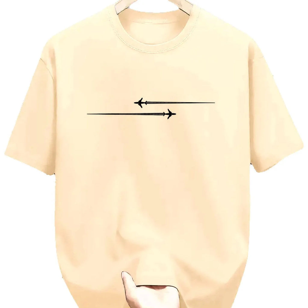 Men's cartoon print cotton blend t-shirt in loose fit casual style