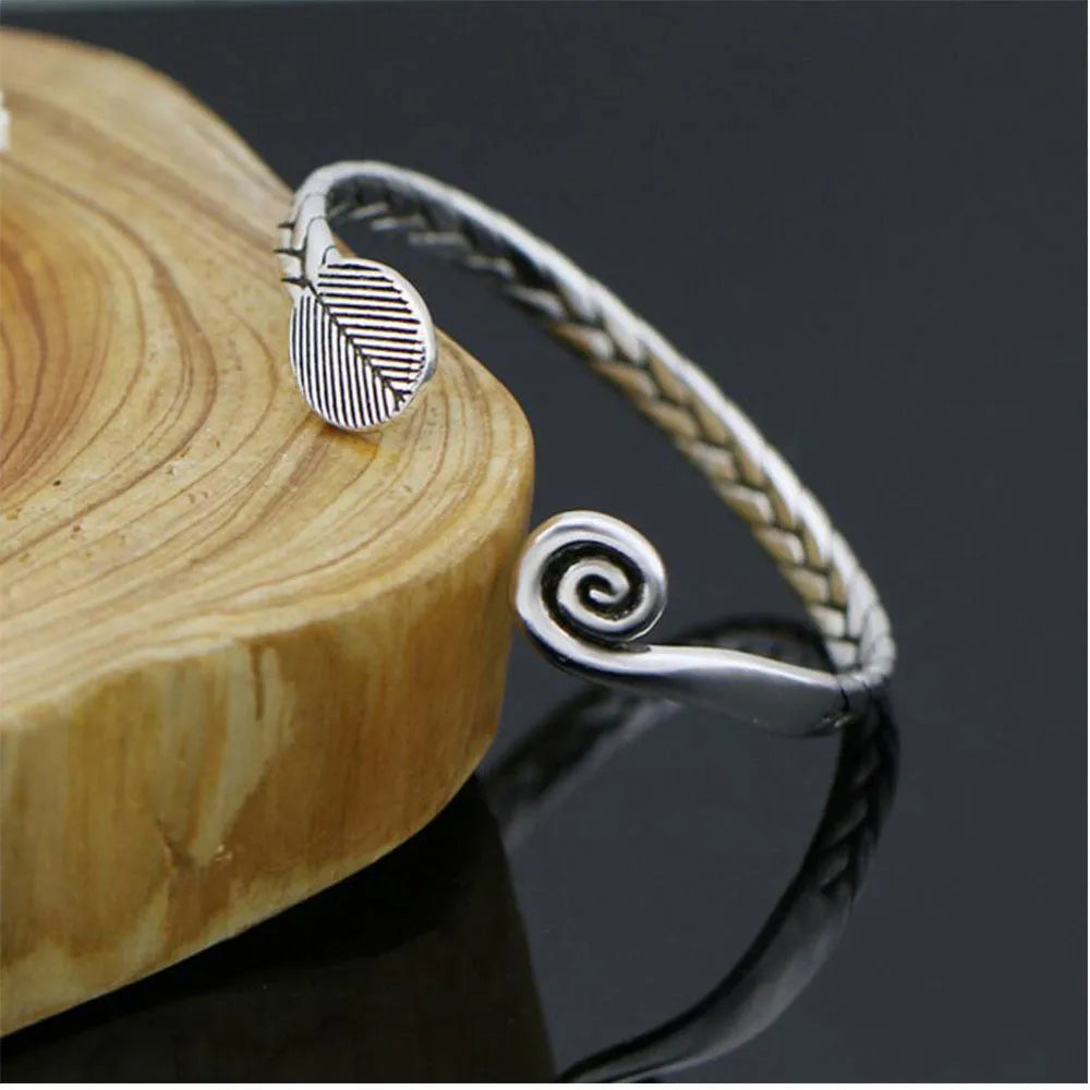 Women's Chinese retro style silver electroplated bracelet with fish charm and adjustable closure