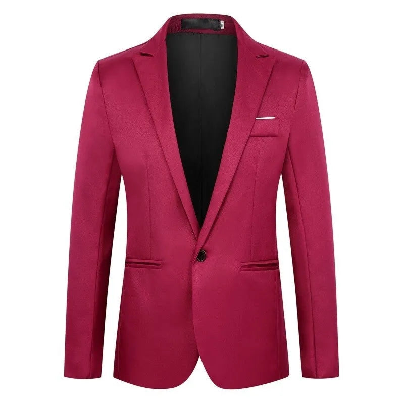 Men's acetate fibre wedding suit jacket in loose fit showing colour options