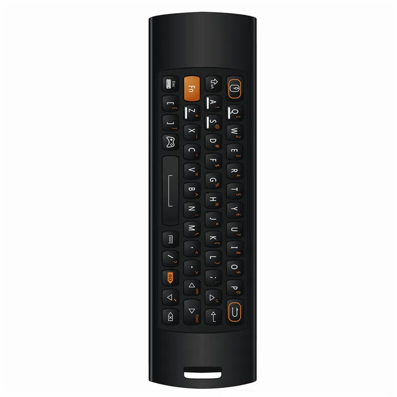 F10 Deluxe wireless air mouse in black with QWERTY keyboard and IR learning functions