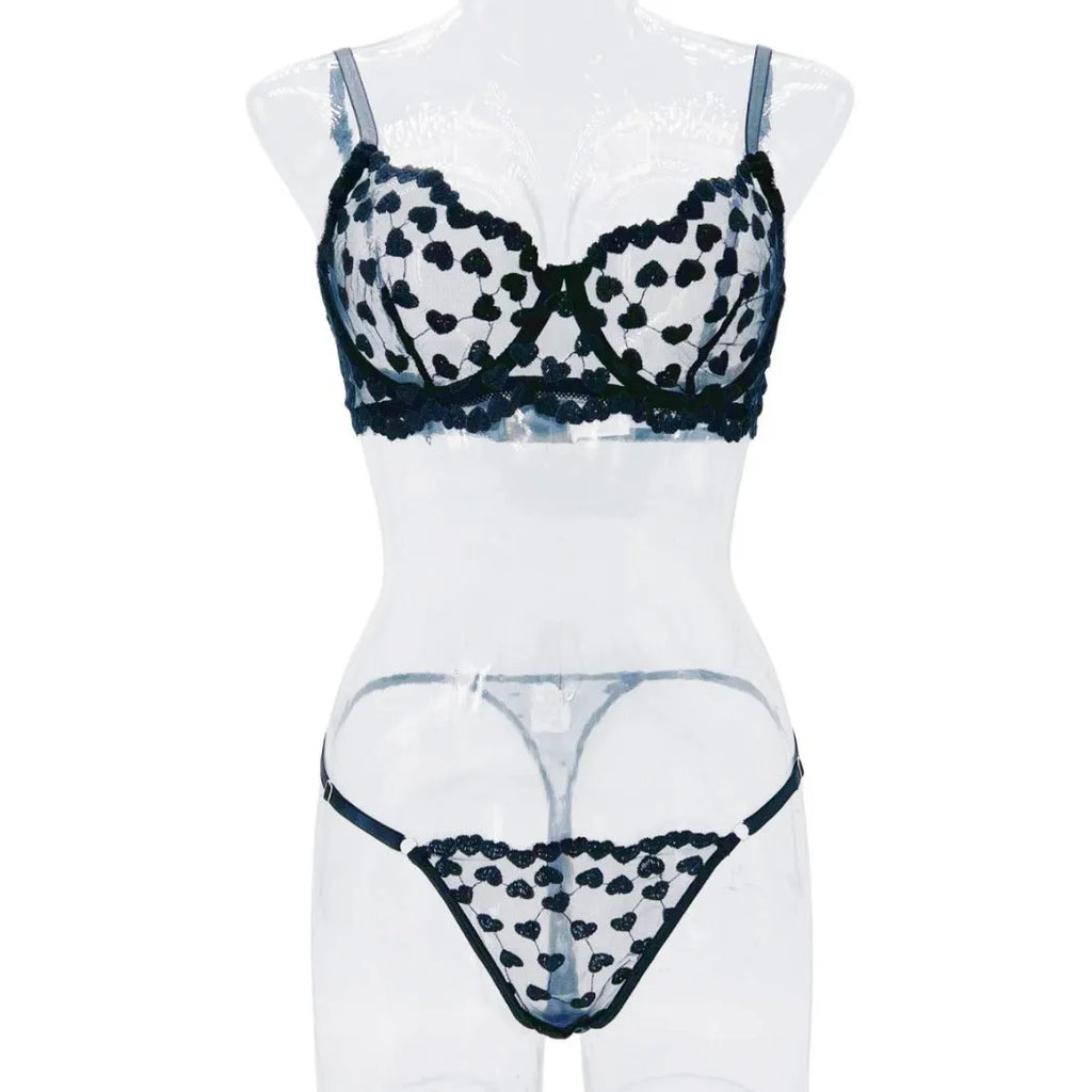 Women's romantic multi-colour mesh suit set with trousers in black and red colour options