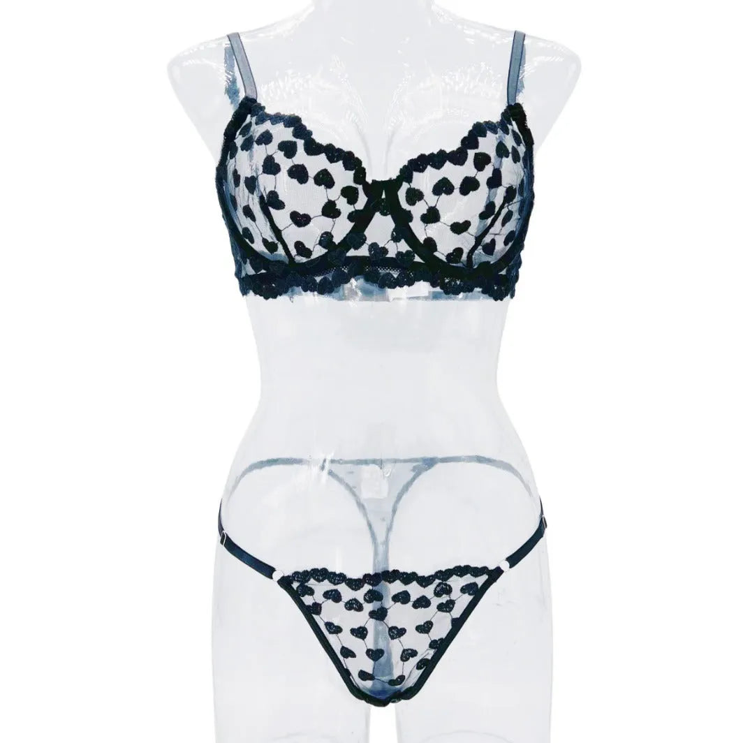 Women's romantic multi-colour mesh suit set with trousers in black and red colour options