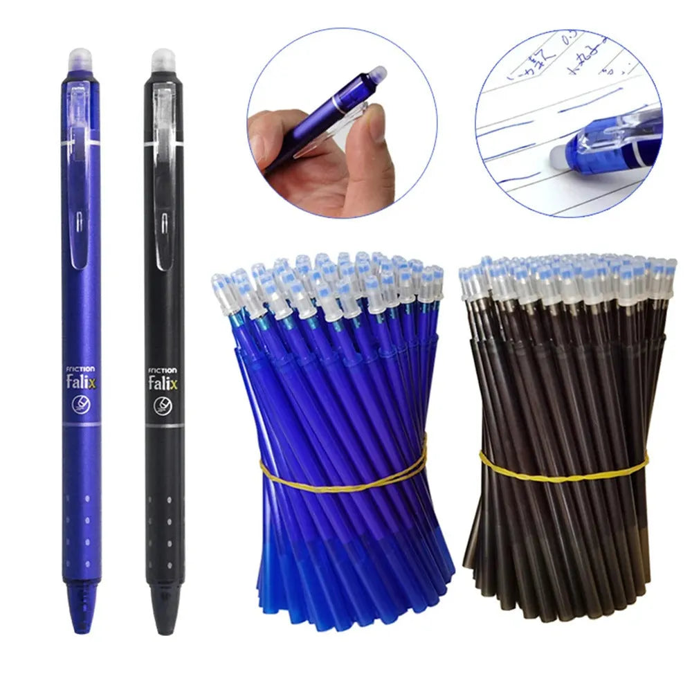 Hot erasable push gel pen 0.5mm with retractable tip and plastic body