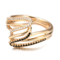 Women's copper ring with micro-inlaid zircon detailing in electroplated WK2230 colour