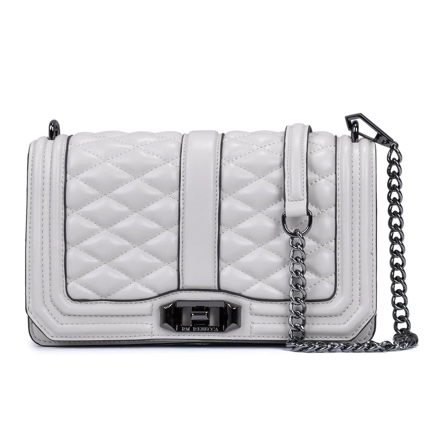 Women's shoulder chain bag in first layer cowhide with plaid pattern and chain strap, square shape