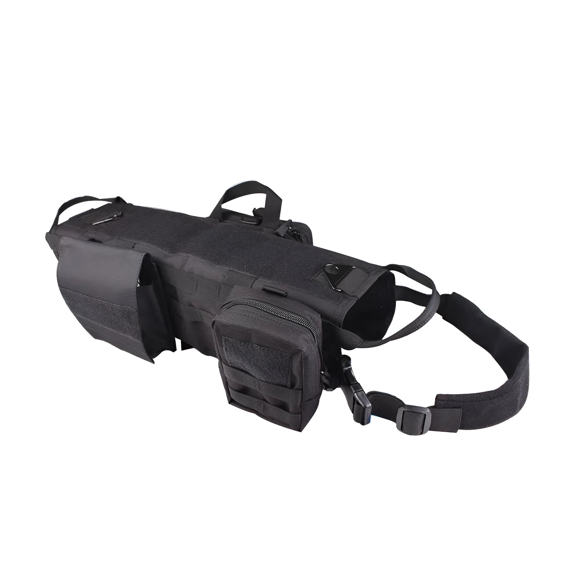 Dog combat clothing vest in 600D nylon, waterproof, in Mud colour with adjustable straps and webbing