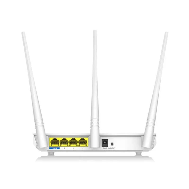 White wireless router for dual-band 2.4GHz and 5GHz home broadband network.