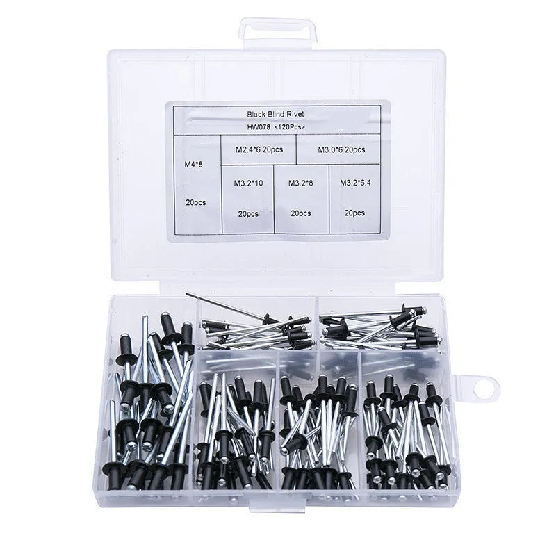 Black metal electric drill rivet gun attachment tool with a three-jaw chuck, 173mm long.