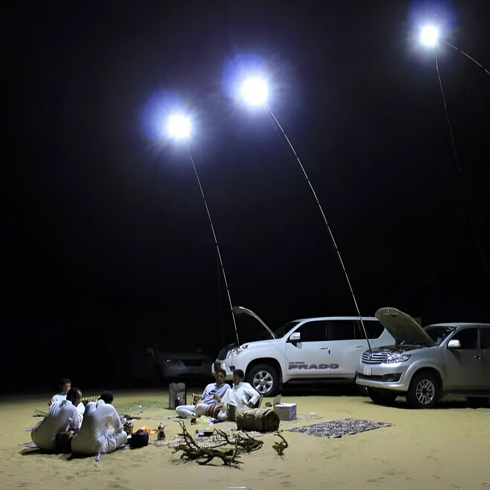 LED fishing rod light with telescopic pole and remote control for outdoor night fishing and camping