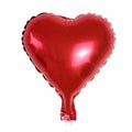 Set of five metallic peach heart-shaped aluminium foil balloons in assorted colours.