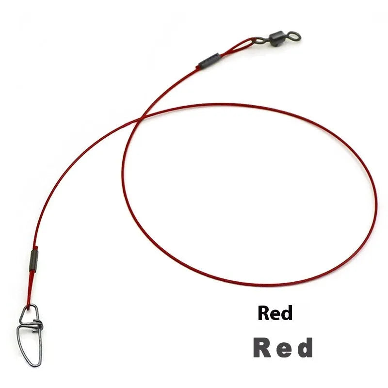 Ten 54cm steel wire fishing accessories with double buckle pins in three colour options