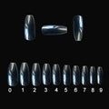 500 transparent natural clear acrylic false nails with French tips design in 10 different sizes