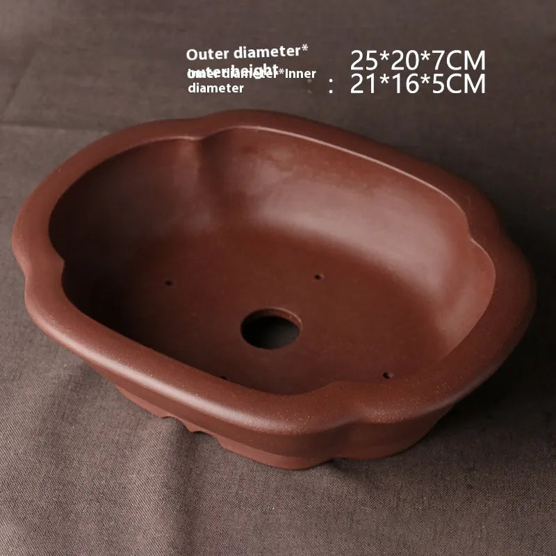 Handmade purple clay bonsai basin rectangular shape classical Chinese style