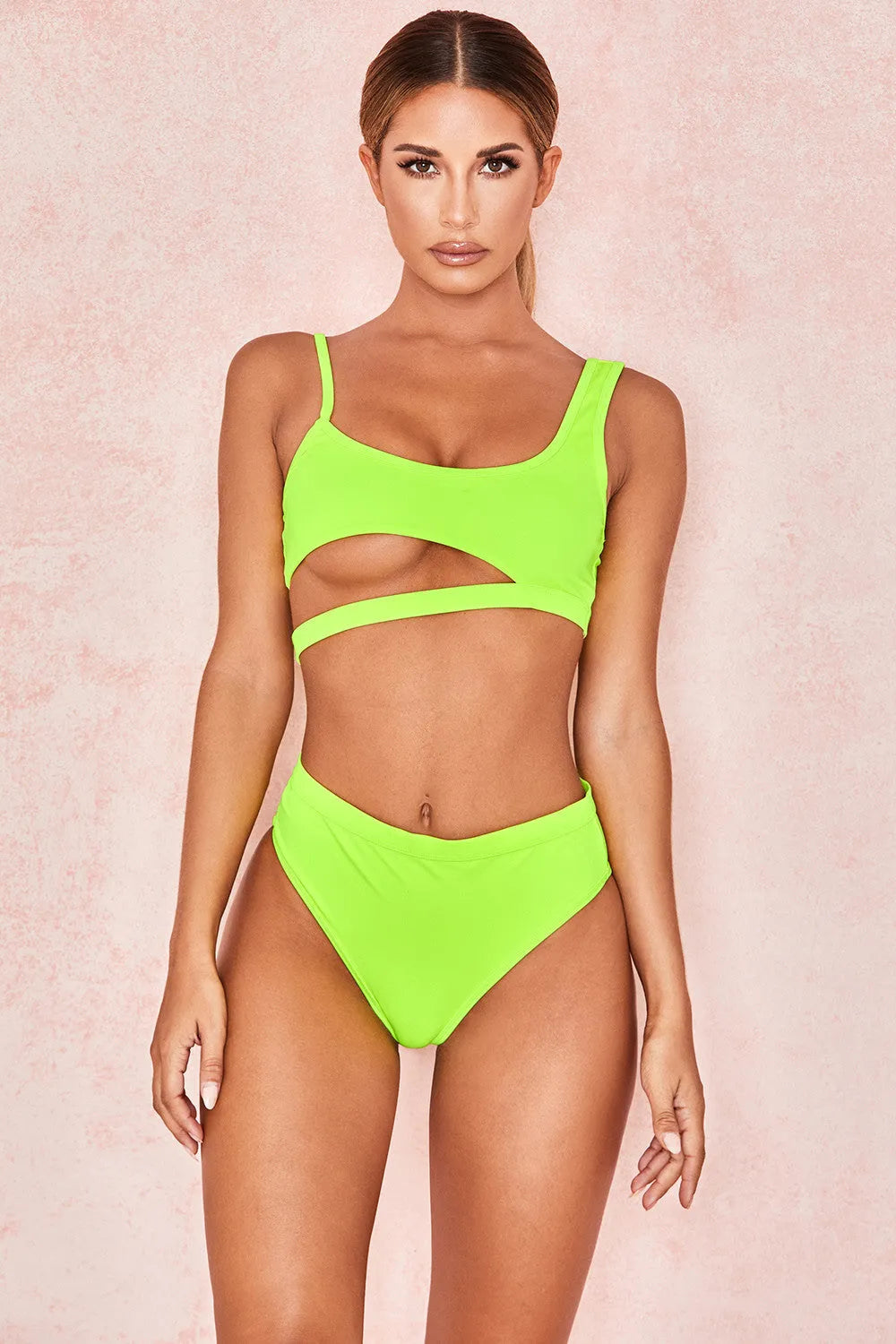 Solid colour ladies nylon spandex one piece swimsuit with chest pad in black, green, pink, white