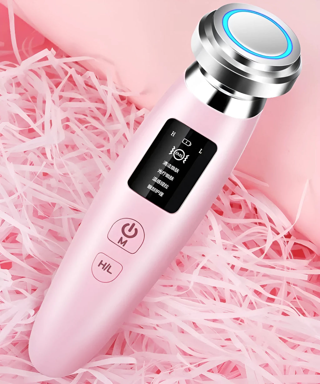 Pink skin rejuvenation instrument for facial cleansing with 185mm length portable design
