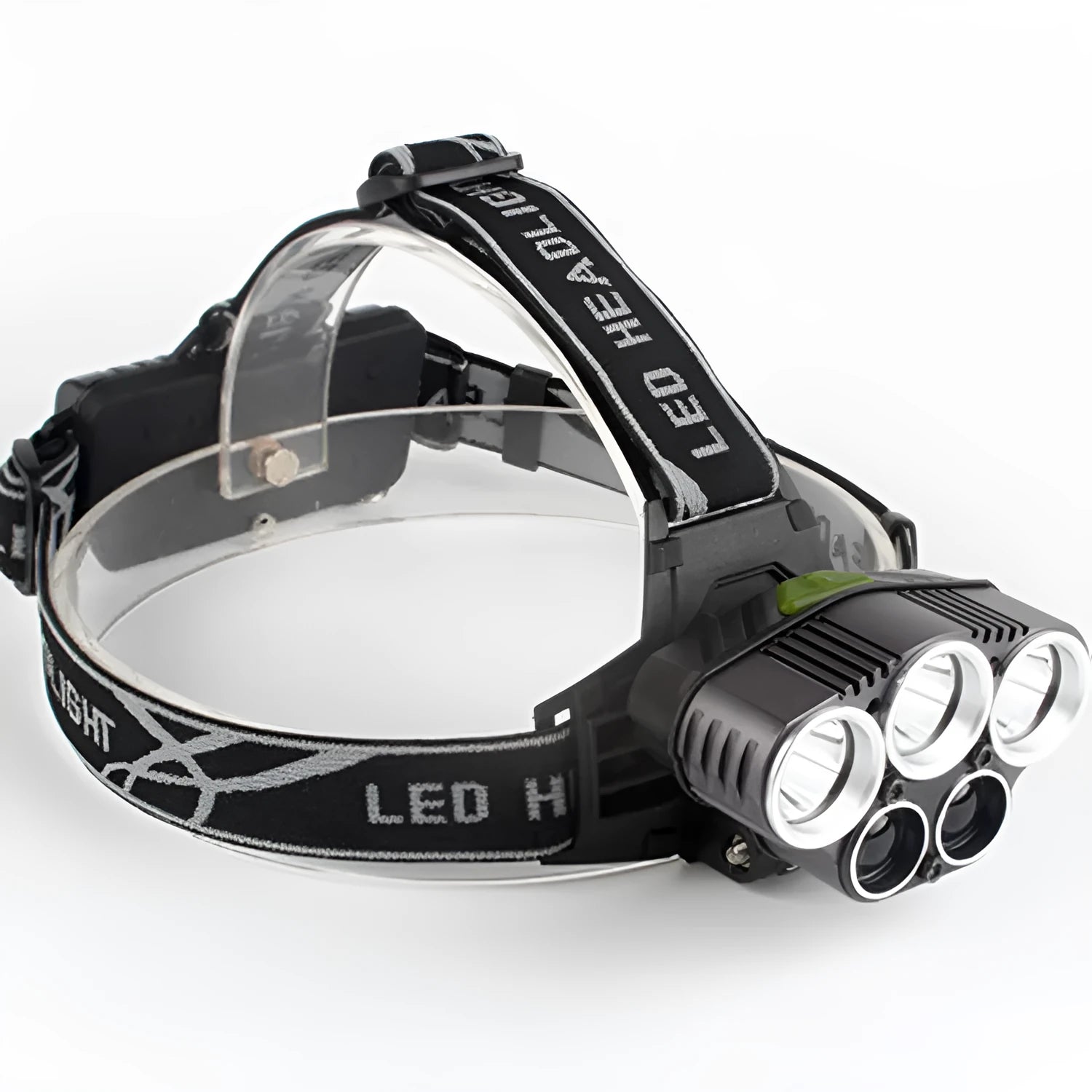 Outdoor head-mounted camping light with LED beam and adjustable head strap