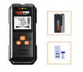 Handheld multifunctional wall detector tool for finding metal, wires, and wood behind walls.