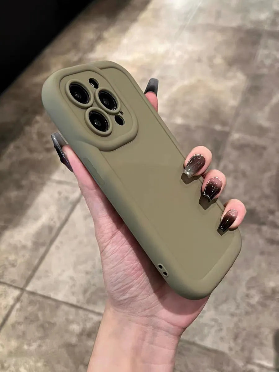TPU anti drop phone case for iPhone with frosted finish available in multiple colours including cream and dark brown