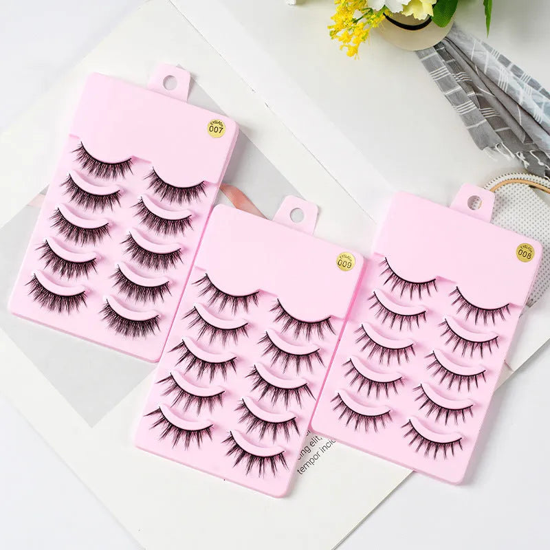 Three styles of manga false eyelashes for anime cosplay and Korean makeup in natural slim wispy length