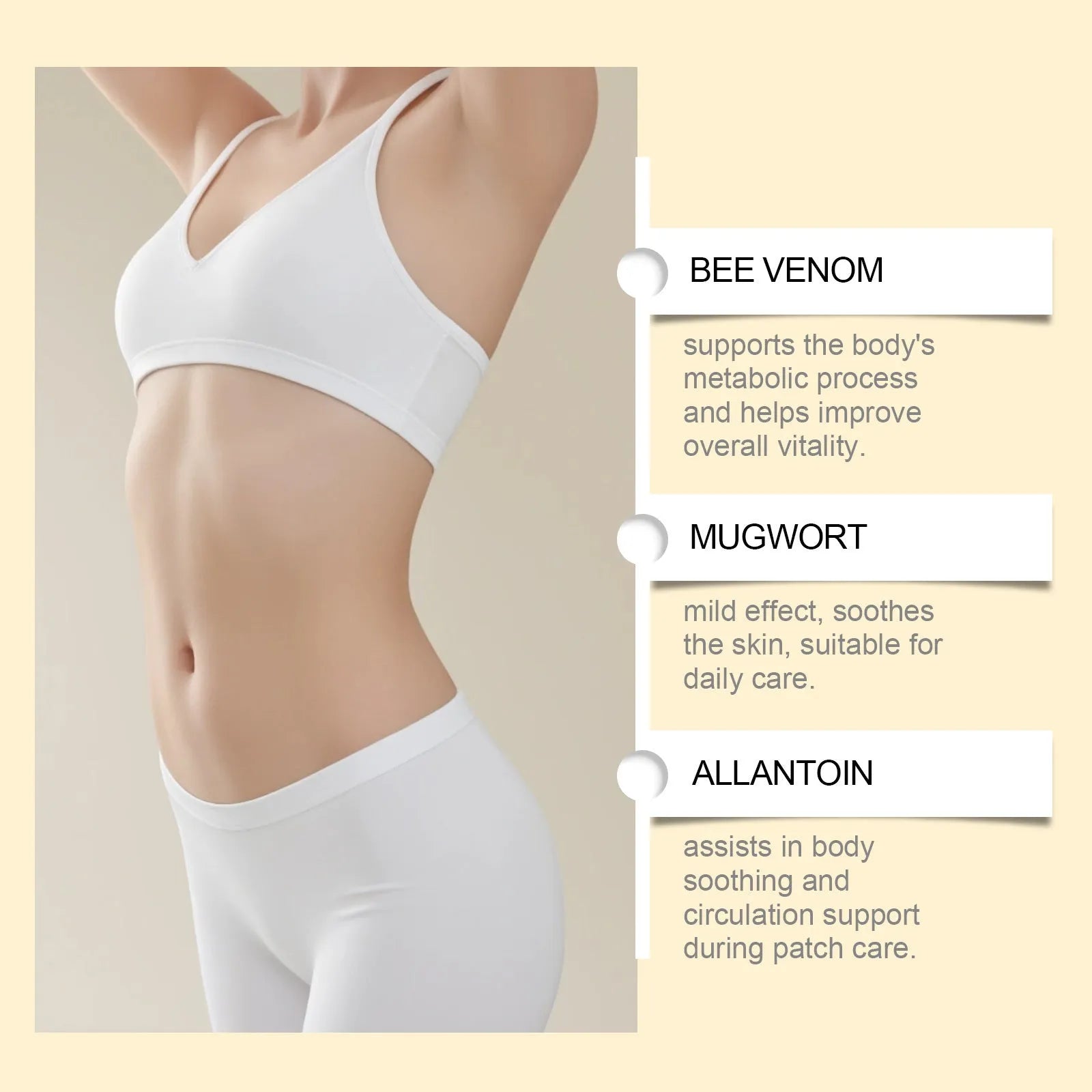 Pack of 10 round herbal body shaping navel stickers with bee venom and argy wormwood