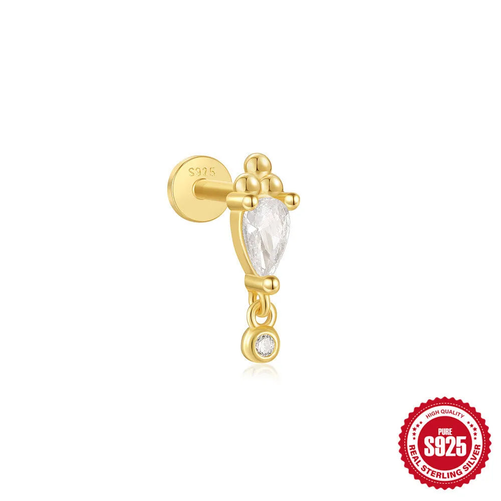 S925 sterling silver tassel ear studs with gold electroplating in six colour variations