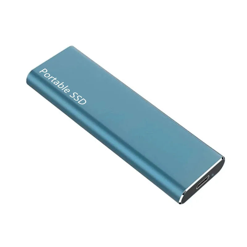 External SSD portable storage drive with ultra-thin metal shell in red, black, blue, and silver colour options