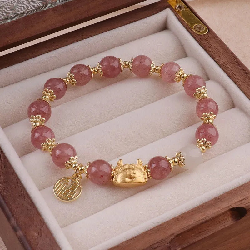 Floral ice crack glazed zodiac bracelet for women with electroplated glass beads in multiple colour options