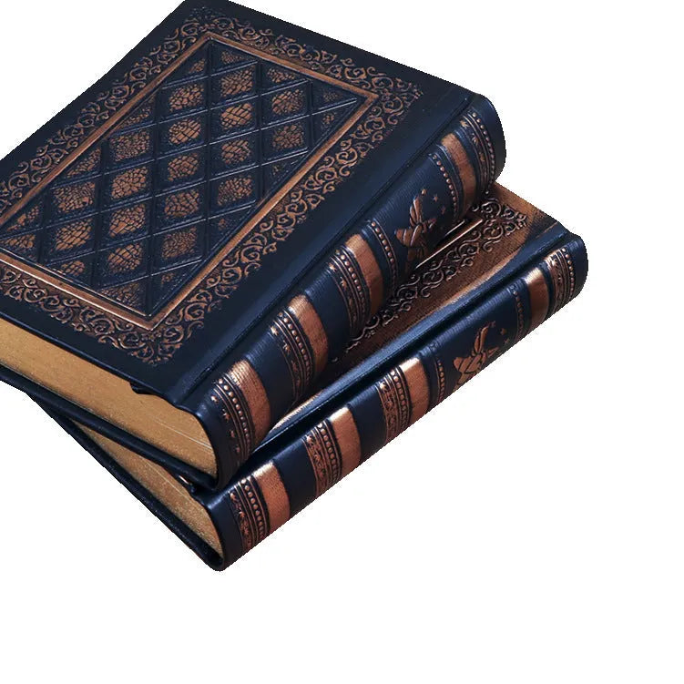 Embossed faux leather notepad with thick design in bronze or black gold colour