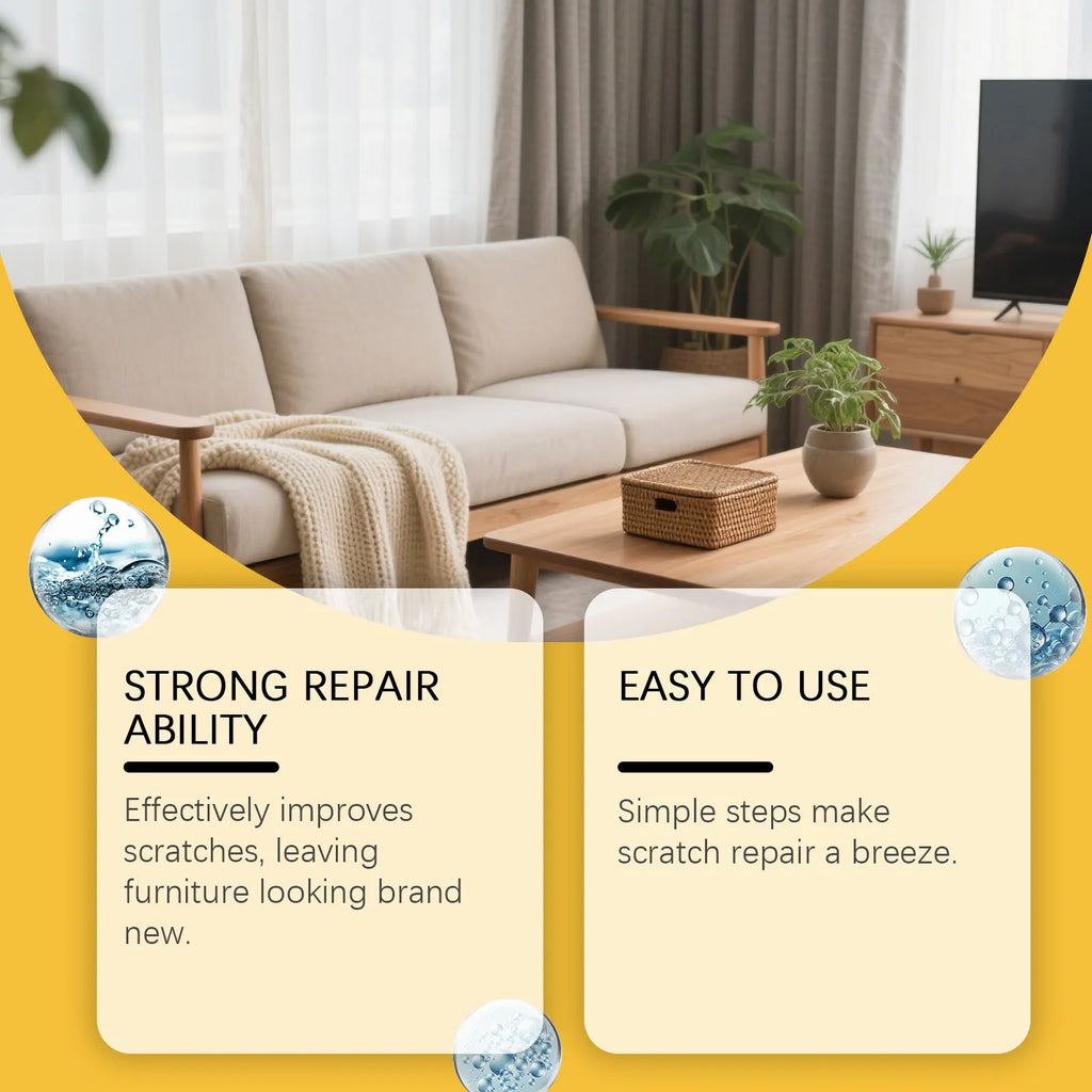 Wooden furniture scratch care solution kit with 100ml bottle and 20x20cm cleaning towel