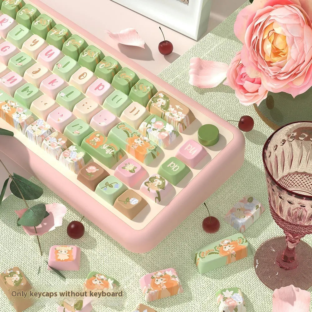 MX Garden mechanical keyboard keycap set showing Summer Garden colour pattern with sublimation printed graphics